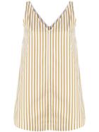 Joseph Candy Stripe V-neck Top - Nude & Neutrals
