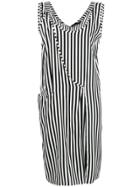 Federica Tosi Striped Asymmetric Shift Dress - Black