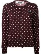 Comme Des Garçons Play Embroidered Heart Polka Dot Cardigan - Brown