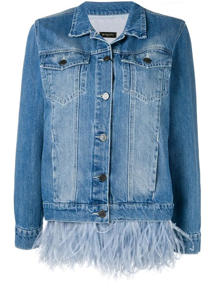 Simonetta Ravizza Feather Trim Jacket - Blue