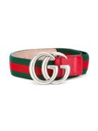 Gucci Kids Web Gg Buckle Belt, Girl's, Size: 60 Cm, Green