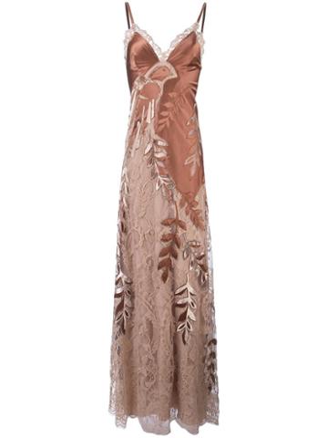 Alberta Ferretti Floral Lace Gown, Women's, Size: 40, Pink/purple, Cotton/rayon/polyamide/other Fibers