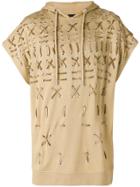 Les Hommes Hooded Eyelet Sweatshirt - Nude & Neutrals