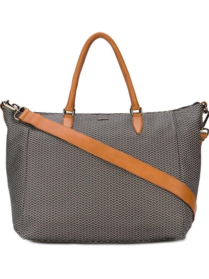 Zanellato Zigzag Print Holdall, Grey, Leather/canvas