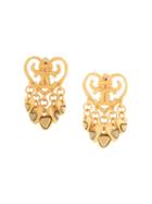 Chanel Pre-owned Cc Heart Fringed Earrings - Gold
