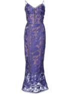 Marchesa Notte Embroidered Dress - Blue
