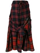 Yohji Yamamoto Contrast Tartan Print Skirt - Red