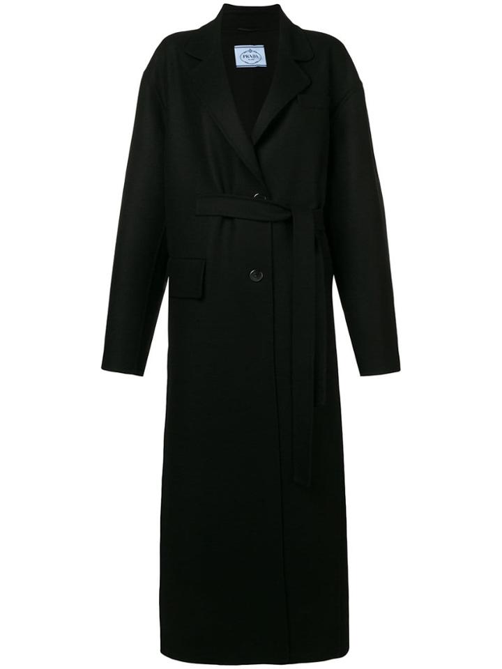 Prada Oversize Belted Coat - Black