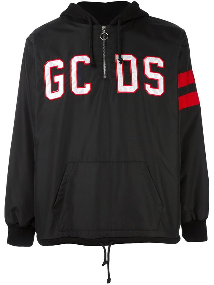 Gcds Embroidered Logo Hoodie, Men's, Size: Large, Black, Polyamide/cotton