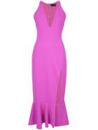 David Koma V-neck Fitted Dress - Pink & Purple
