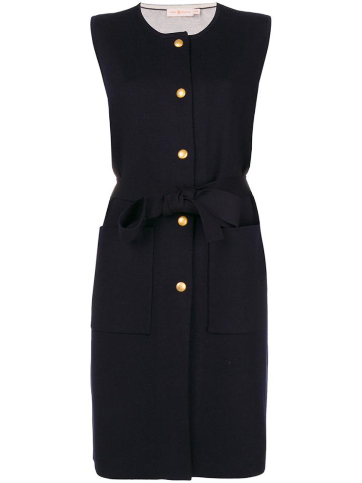 Tory Burch Sleeveless Fitted Cardi-coat - Blue