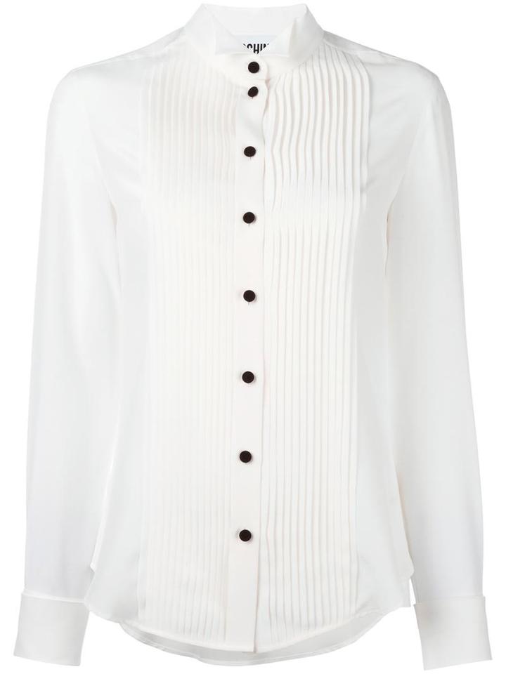 Moschino Pleated Panel Shirt, Women's, Size: 38, White, Silk
