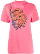 Marine Serre T-shirt With Chinese Dragon Print - Pink