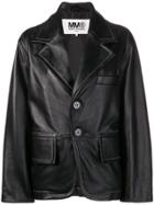 Mm6 Maison Margiela Loose-fit Leather Jacket - Black