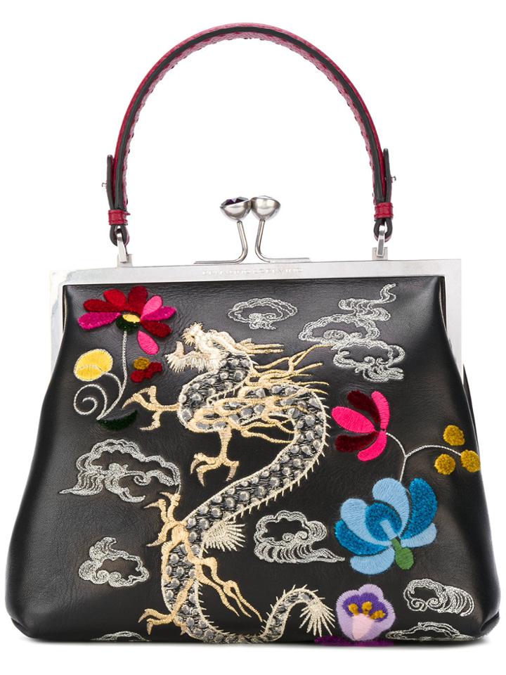 Ermanno Scervino Dragon Embroidery Tote - Black