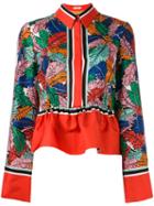 Emilio Pucci Frill Detail Collared Blouse, Women's, Size: 42, Red, Silk