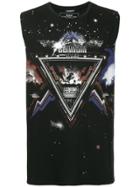 Balmain Logo Planet Print Vest Top - Black