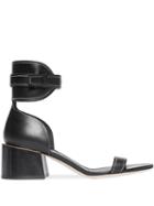 Burberry Gold-plated Detail Leather Block-heel Sandals - Black