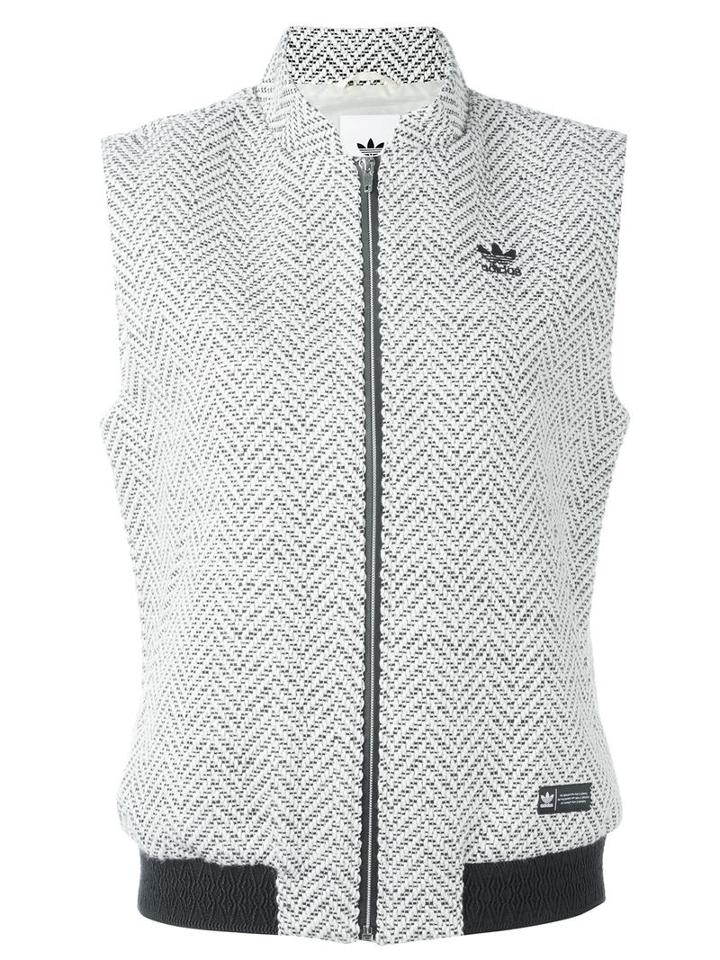 Adidas Originals Herringbone Patterned Gilet, Women's, Size: 40, White, Polyester