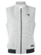 Adidas Originals Herringbone Patterned Gilet, Women's, Size: 40, White, Polyester