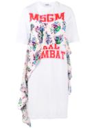 Msgm Floral Ruffle T-shirt Dress, Women's, Size: Small, White, Cotton