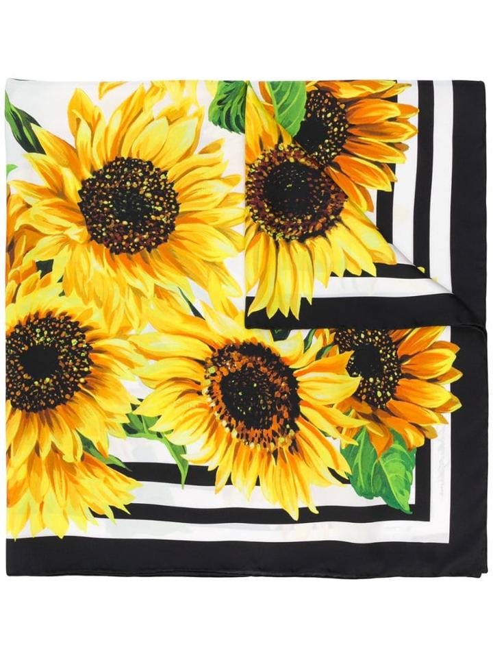 Dolce & Gabbana Silk Sunflower Scarf - Black