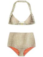 Adriana Degreas - Velvet Hot Pants Bikini Set - Women - Polyamide/spandex/elastane - G, Beige, Polyamide/spandex/elastane