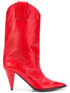 Nina Ricci Pointed Toe Cowboy Boots - Red