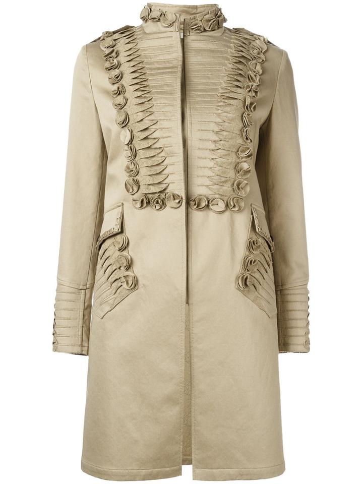 Ermanno Scervino Pleat Detail Coat, Women's, Size: 42, Nude/neutrals, Cotton/lyocell/spandex/elastane/polyamide