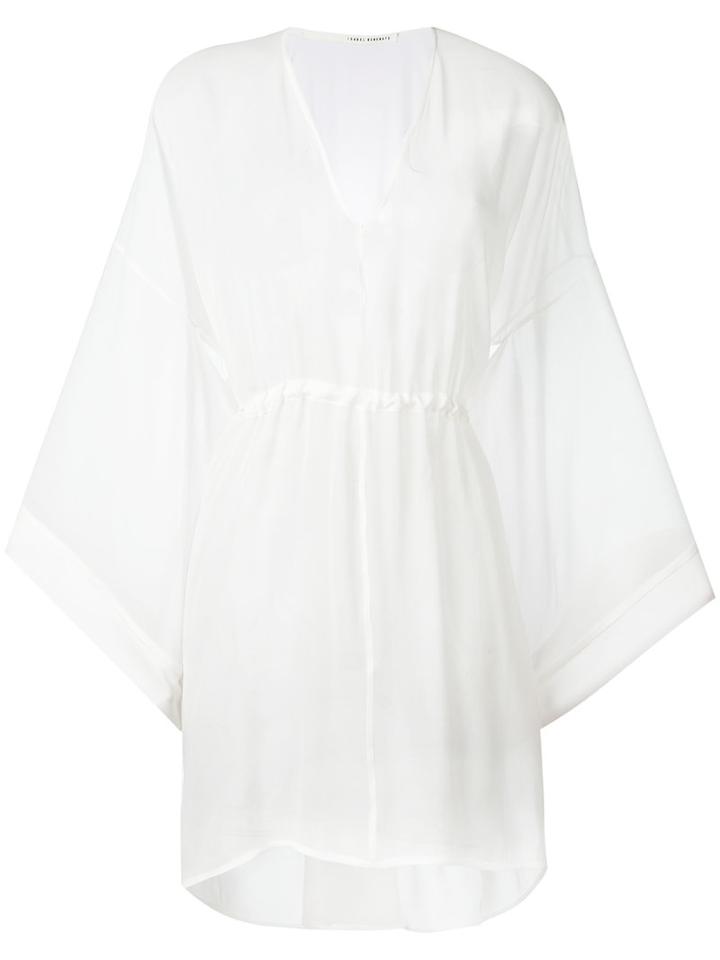 Isabel Benenato Flared Sleeves Sheer Dress, Women's, Size: 40, White, Silk
