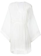 Isabel Benenato Flared Sleeves Sheer Dress, Women's, Size: 40, White, Silk