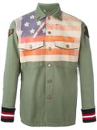 Pihakapi Flag Print Shirt, Men's, Size: 1, Green, Cotton/lamb Skin