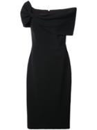 Christian Siriano Asymmetric Shoulder Dress - Black
