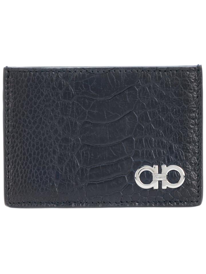 Salvatore Ferragamo Croco Embossed Cardholder - Blue
