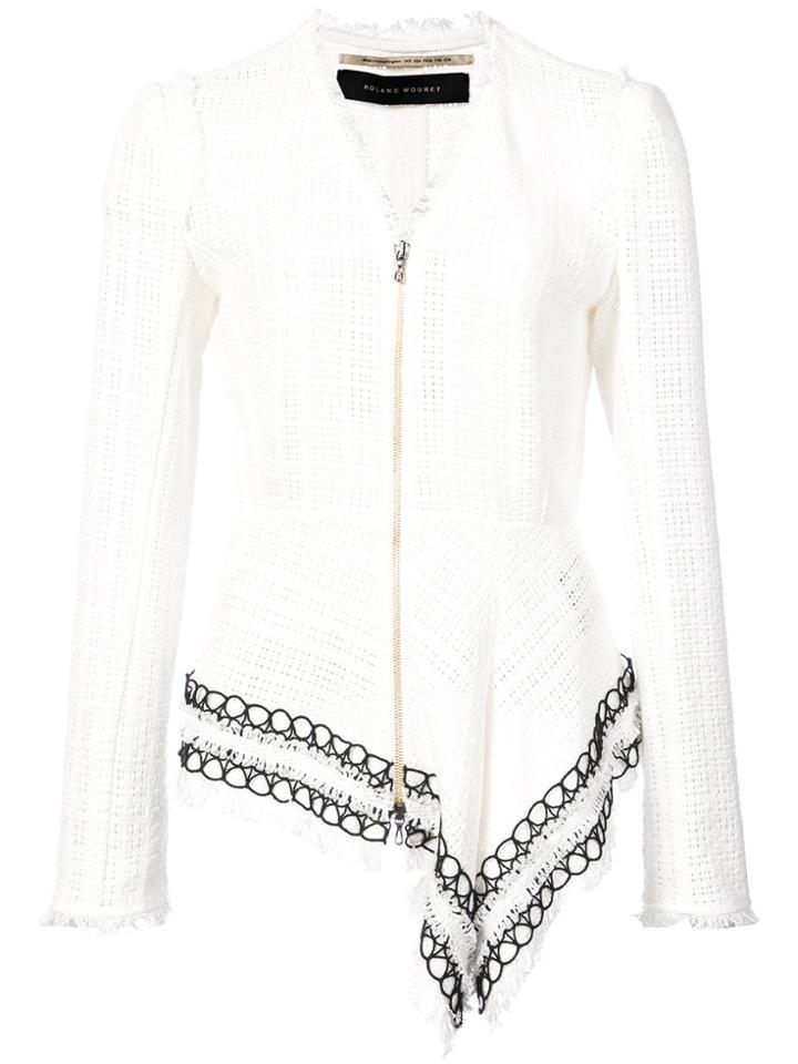 Roland Mouret Asymmetric Hem Tweed Jacket - White