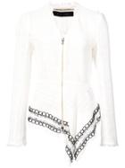 Roland Mouret Asymmetric Hem Tweed Jacket - White