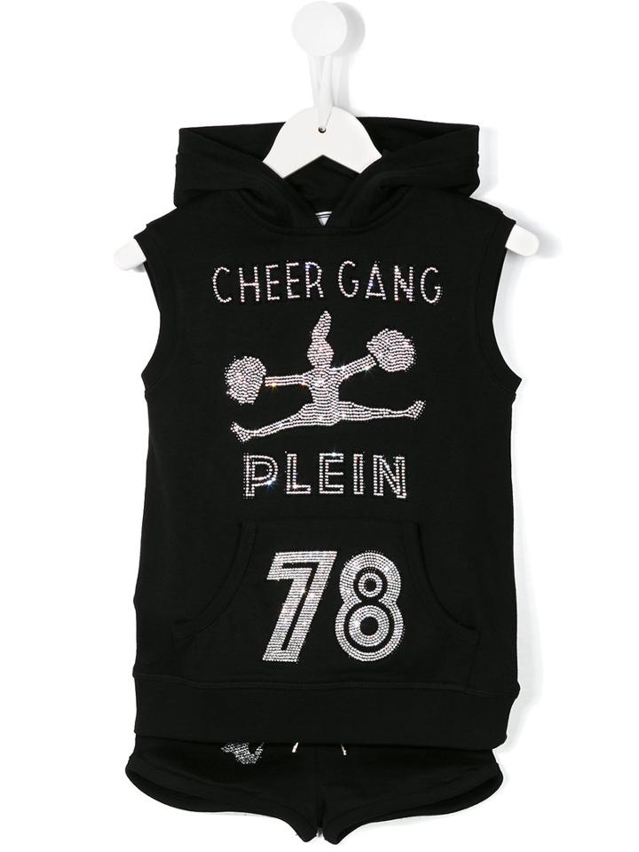 Philipp Plein Kids Cheergang Sleeveless Hoodie, Girl's, Size: 8 Yrs, Black