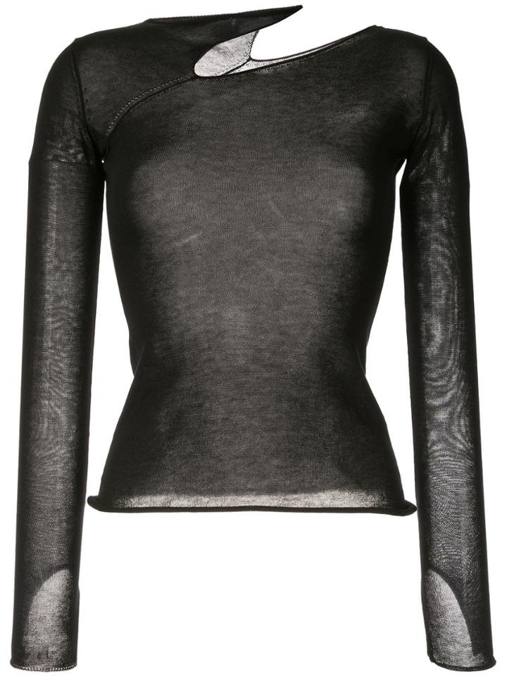 Yang Li Cut-out Sheer Top - Black