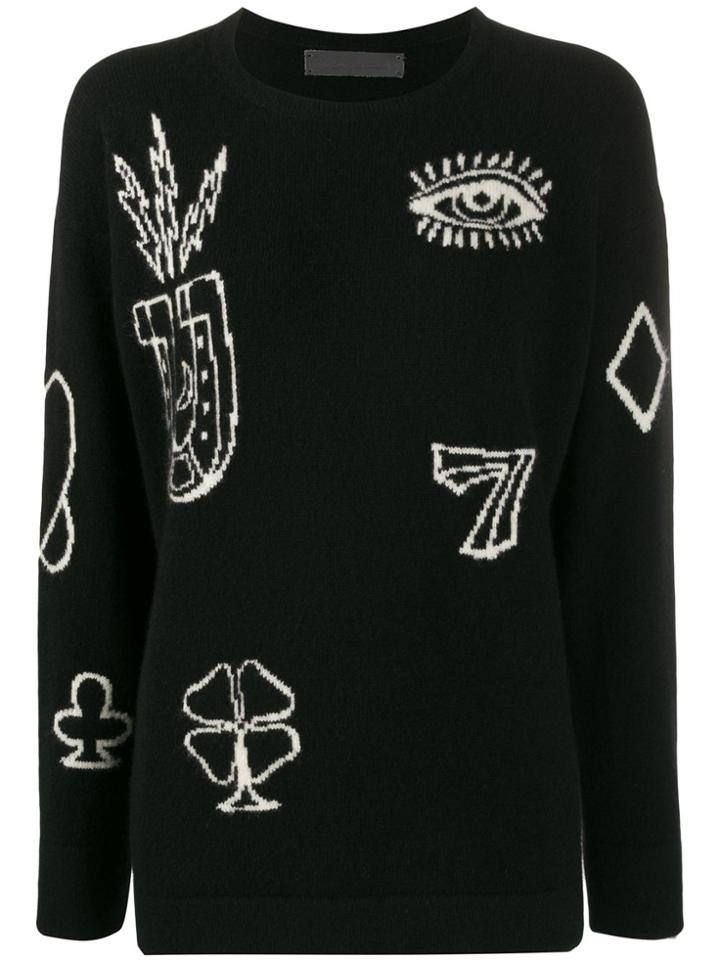 The Elder Statesman Mixed Intarsia Jumper - Black