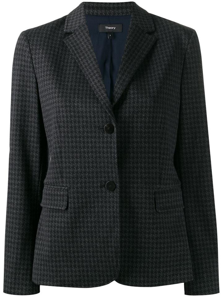 Theory Houndstooth Single-breasted Blazer - Grey