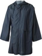 Mow Wide Sleeve Drape Cape Hooded Coat, Men's, Size: Medium, Blue, Cotton