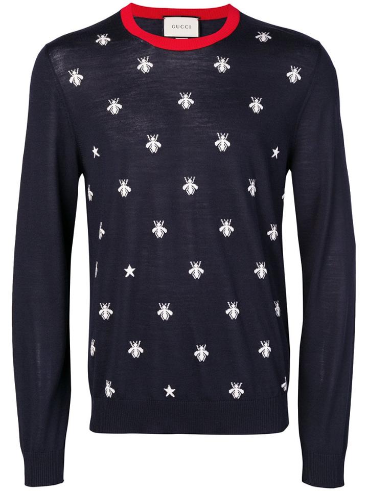 Gucci Bee Intarsia Jumper - Blue