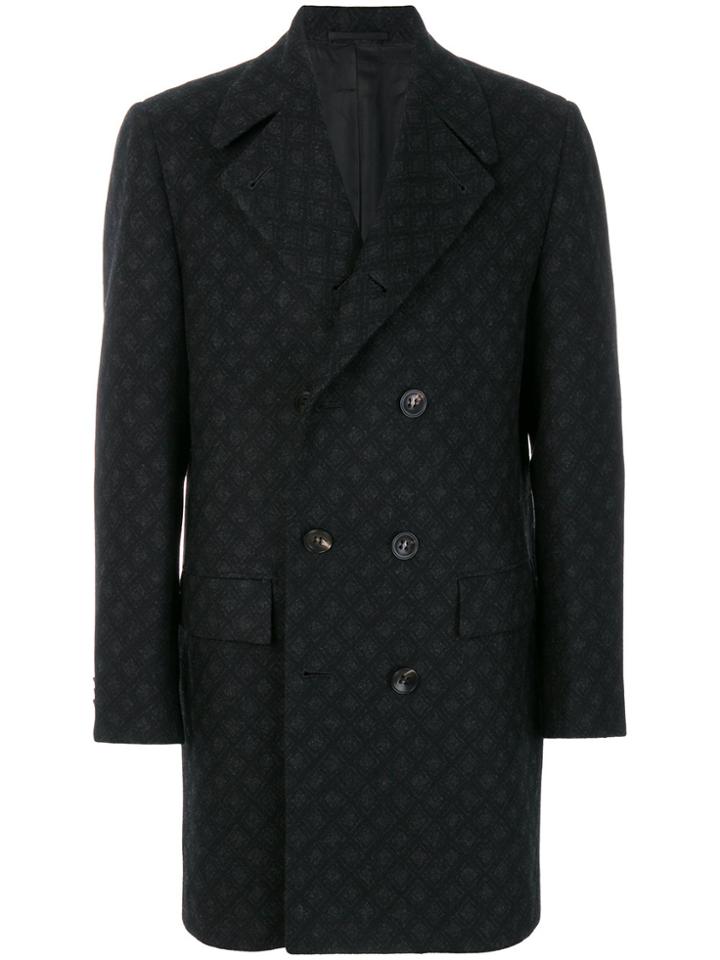 Kiton Double-breasted Button Coat - Black