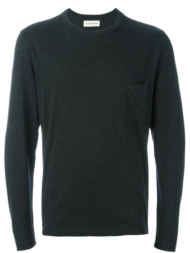 Universal Works Crew Neck Jumper, Men's, Size: Small, Grey, Cotton/wool