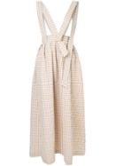 Irene Gingham Suspender Flared Dress - Brown