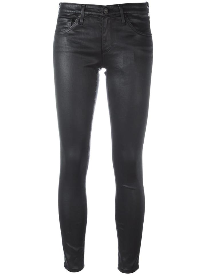 Ag Jeans Leather Effect Skinny Jeans - Black
