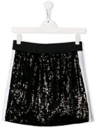 Alberta Ferretti Kids Panelled Sequinned Skirt - Black