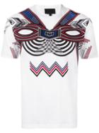 Les Hommes Tribal Print T-shirt, Men's, Size: Large, White, Cotton