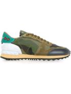 Valentino Garavani Rockrunner Camouflage Sneakers, Women's, Size: 39, Green, Calf Leather/suede