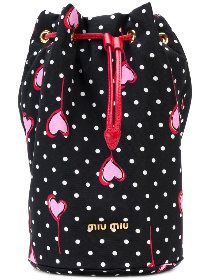 Miu Miu Heart Print Pouch - Black